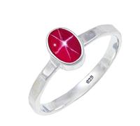 JEWELSTREZORO Pink Lindy Star Lab Grown Gemstone Silver Band Ring Solid 925 Sterling Silver Handmade for Men And Women Handmade Jewelry TSR108BH_10 (M 1/2)