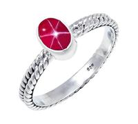 JEWELSTREZORO Pink Lindy Star Lab Grown Gemstone Silver Band Ring Solid 925 Sterling Silver Handmade for Men And Women Handmade Jewelry TSR110BH_10 (M 1/2)