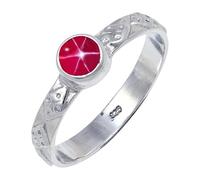 JEWELSTREZORO Pink Lindy Star Lab Grown Gemstone Silver Band Ring Solid 925 Sterling Silver Handmade for Men And Women Handmade Jewelry TSR111BH_10 (M 1/2)