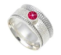 JEWELSTREZORO Pink Lindy Star Lab Grown Gemstone Silver Band Ring Solid 925 Sterling Silver Handmade for Men And Women Handmade Jewelry TSR147BH_9 (M)
