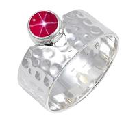 JEWELSTREZORO Pink Lindy Star Lab Grown Gemstone Silver Band Ring Solid 925 Sterling Silver Handmade for Men And Women Handmade Jewelry TSR134BH_9 (M)
