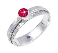 JEWELSTREZORO Pink Lindy Star Lab Grown Gemstone Silver Band Ring Solid 925 Sterling Silver Handmade for Men And Women Handmade Jewelry TSR120BH_9 (M)