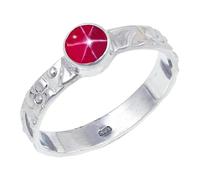 JEWELSTREZORO Pink Lindy Star Lab Grown Gemstone Silver Band Ring Solid 925 Sterling Silver Handmade for Men And Women Handmade Jewelry TSR121BH_10 (M 1/2)