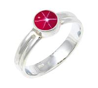 JEWELSTREZORO Pink Lindy Star Lab Grown Gemstone Silver Band Ring Solid 925 Sterling Silver Handmade for Men And Women Handmade Jewelry TSR133BH_10 (M 1/2)