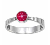 JEWELSTREZORO Pink Lindy Star Lab Grown Gemstone Silver Band Ring Solid 925 Sterling Silver Handmade for Men And Women Handmade Jewelry TSR119BH_9 (M)