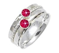 JEWELSTREZORO Pink Lindy Star Lab Grown Gemstone Silver Band Ring Solid 925 Sterling Silver Handmade for Men And Women Handmade Jewelry TSR155BH_9 (M)