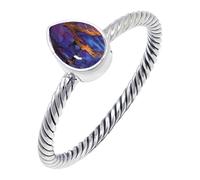 JEWELSTREZORO Purple Copper Turquoise Gemstone Band Ring for Men And Women Solid 925 Sterling Silver Gift Item All Size Handmade Jewelry TSR122BK_7 (L)