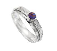 JEWELSTREZORO Purple Copper Turquoise Gemstone Band Ring for Men And Women Solid 925 Sterling Silver Gift Item All Size Handmade Jewelry TSR152BK_7 (L)