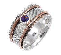 JEWELSTREZORO Purple Copper Turquoise Gemstone Band Ring for Men And Women Solid 925 Sterling Silver Gift Item All Size Handmade Jewelry TSR157BK_8 (L 1/2)