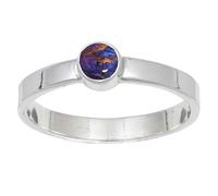 JEWELSTREZORO Purple Copper Turquoise Gemstone Band Ring for Men And Women Solid 925 Sterling Silver Gift Item All Size Handmade Jewelry TSR106BK_7 (L)