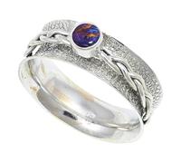 JEWELSTREZORO Purple Copper Turquoise Gemstone Band Ring for Men And Women Solid 925 Sterling Silver Gift Item All Size Handmade Jewelry TSR143BK_8 (L 1/2)