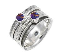JEWELSTREZORO Purple Copper Turquoise Gemstone Band Ring for Men And Women Solid 925 Sterling Silver Gift Item All Size Handmade Jewelry TSR149BK_8 (L 1/2)