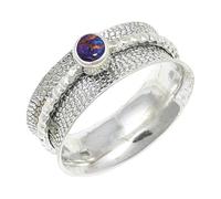 JEWELSTREZORO Purple Copper Turquoise Gemstone Band Ring for Men And Women Solid 925 Sterling Silver Gift Item All Size Handmade Jewelry TSR154BK_7 (L)
