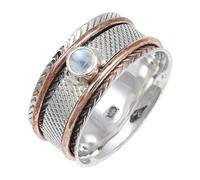 JEWELSTREZORO Rainbow Moonstone Gemstone Ring Band Solid 925 Sterling Silver For Men And Women All Size Handmade Jewelry TSR157BO_10 (M 1/2)