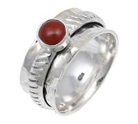 JEWELSTREZORO Red jasper Gemstone Silver Plated Meditation Ring Men And Women Handmade Jewerlry TSR144G_Z+3