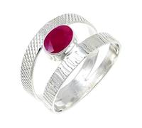 JEWELSTREZORO Ruby Lab Grown Gemstone Band Ring For Men And Women 925 Sterling Silver Gift Item Handmade Jewelry TSR131AM_1 (H)