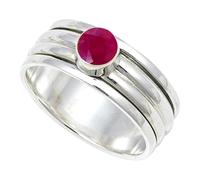 JEWELSTREZORO Ruby Lab Grown Gemstone Band Ring For Men And Women 925 Sterling Silver Gift Item Handmade Jewelry TSR148AM_1 (H)