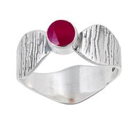 JEWELSTREZORO Ruby Lab Grown Gemstone Band Ring For Men And Women 925 Sterling Silver Gift Item Handmade Jewelry TSR113AM_1 (H)