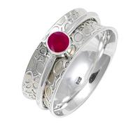 JEWELSTREZORO Ruby Lab Grown Gemstone Band Ring For Men And Women 925 Sterling Silver Gift Item Handmade Jewelry TSR145AM_1 (H)