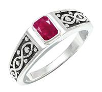 JEWELSTREZORO Ruby Lab Grown Gemstone Band Ring Men And Women Sterling Silver All Size Gift Item Handmade Jewelry TSR1222AM_1 (H)