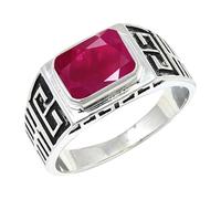 JEWELSTREZORO Ruby Lab Grown Gemstone Band Ring Sterling Silver Men And Women All Size Handmade Jewelry TSR1173AM_1 (H)