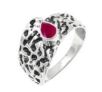 JEWELSTREZORO Ruby Lab Grown Gemstone Band Ring Sterling Silver Men And Women All Size Handmade Jewelry TSR1227AM_1 (H)