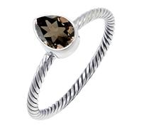 JEWELSTREZORO Smoky Quartz Gemstone Solid 925 Sterling Silver Band Ring Handmade for Men And Women Band Ring TSR122AD_12 (N 1/2)