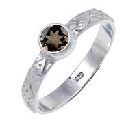 JEWELSTREZORO Smoky Quartz Gemstone Solid 925 Sterling Silver Band Ring Handmade for Men And Women Band Ring TSR111AD_6 (K 1/2)