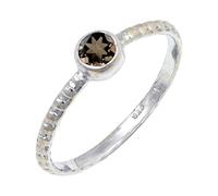 JEWELSTREZORO Smoky Quartz Gemstone Solid 925 Sterling Silver Band Ring Handmade for Men And Women Band Ring TSR128AD_6 (K 1/2)