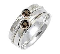 JEWELSTREZORO Smoky Quartz Gemstone Solid 925 Sterling Silver Band Ring Handmade for Men And Women Band Ring TSR155AD_29 (W)