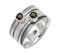 JEWELSTREZORO Smoky Quartz Gemstone Solid 925 Sterling Silver Band Ring Handmade for Men And Women Band Ring TSR149AD_21 (S)