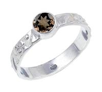 JEWELSTREZORO Smoky Quartz Gemstone Solid 925 Sterling Silver Band Ring Handmade for Men And Women Band Ring TSR121AD_2 (I)