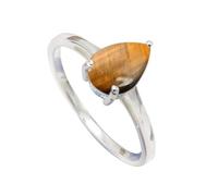 JEWELSTREZORO Tiger Eye Gemstone Band Ring Men And Women Gift Item Sterling Silver Handmade All Size TSR1079CC_4 (J 1/2)