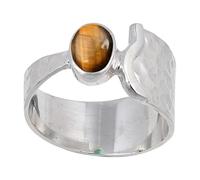 JEWELSTREZORO Tiger Eye Gemstone Band Ring Solid 925 Sterling Silver for Men And Women Gift Item All Size Handmade Jewelry TSR125CC_1 (H)