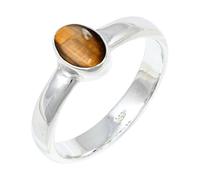 JEWELSTREZORO Tiger Eye Gemstone Band Ring Solid 925 Sterling Silver for Men And Women Gift Item All Size Handmade Jewelry TSR127CC_4 (J 1/2)