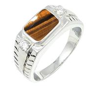 JEWELSTREZORO Tiger Eye Gemstone Band Ring Sterling Silver Men And Women All Size Handmade Jewelry TSR1167CC_4 (J 1/2)