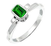 JEWELSTREZORO Tsavorite Lab Grown Gemstone Band Ring Sterling Silver Men And Women All Size Handmade Jewelry TSR1236AU_8 (L 1/2)