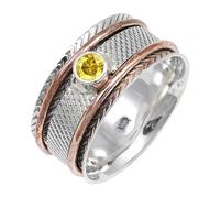 JEWELSTREZORO Yellow Sapphire Lab Grown Gemstone 925 Sterling Silver Band Ring For Men And Women Handmade Jewelry TSR157AP_5 (K)