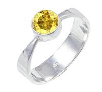 JEWELSTREZORO Yellow Sapphire Lab Grown Gemstone 925 Sterling Silver Band Ring For Men And Women Handmade Jewelry TSR124AP_10 (M 1/2)