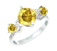 JEWELSTREZORO Yellow Sapphire Lab Grown Gemstone Band Ring Men And Women All Size Sterling Silver Handmade Jewelry TSR1160AP_34 (Y 1/2)