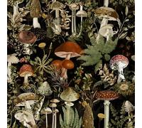 Jeweluck Floral Peel and Stick Wallpaper Flower Contact Paper 17.7inchx118.1inch Mushroom Removable Wallpaper Forest Self Adhesive Wallpaper Stick on Wall Paper for Bathroom Black Decorative Vinyl