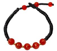 Jeweve “Luck” Red Agate Beads Handmade Bracelet for Women Rope Braided Couples Birthday Jewelry Gifts Adjustable Friendship Bracelets (6 ″-7.5 ″)