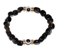 Jewever Evil Eye Beaded Bracelets Tumbled Stones and Crystals Wealth Stretch Bracelet for Women Men Protection and Prosperity Jewelry Amulet Good Luck Gifts Unisex, 5 UK, Stone, obsidian