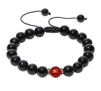 Jewever Initial Bracelets for Women and Men Handmade Red Black Obsidian Red Agate Letter Friendship Bracelets Beaded Couples Bracelets Unisex Meaningful Gifts, Gemstone, obsidian
