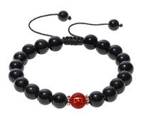 Jewever Initial Bracelets for Women and Men Handmade Red Black Obsidian Red Agate Letter Friendship Bracelets Beaded Couples Bracelets Unisex Meaningful Gifts, Gemstone, obsidian