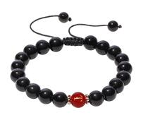Jewever Initial Bracelets for Women and Men Handmade Red Black Obsidian Red Agate Letter Friendship Bracelets Beaded Couples Bracelets Unisex Meaningful Gifts, Gemstone, obsidian