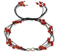 Jewever Layered Simple Agate Beaded Anklet Infinity Symbol Ankle Bracelets for Women Endless Love Charms Summer Beach Jewelry, Stone, Agate