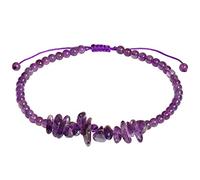 Jewever Natural Amethyst Anklet Bracelets for Women Tumbled Chips Crystals Anklet Adjustable Handmade Reiki Gemstones Beach Foot Jewelry