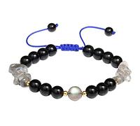 Jewever Natural Real Moonstone/Black Obsidian Bracelets Crystals and Gemstones Bracelet for Women Reiki Spiritual Handmade Amulet Protection Jewelry