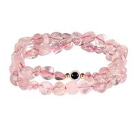 Jewever Natural Rose Quartz Crystals Bracelet for Women Wrap Tumbled Bracelets Evil Eye Stretch Reiki Meditation Chakra Spiritual Worry Stone Gifts